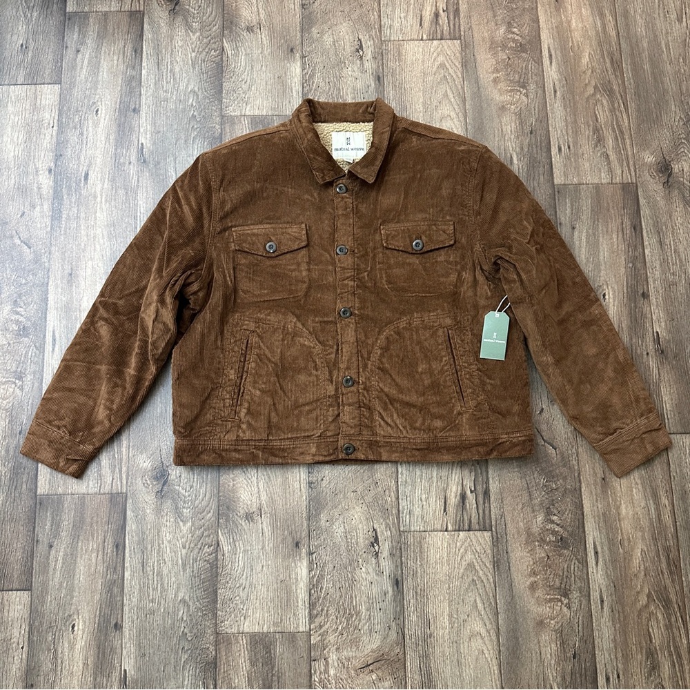 Mutual Weave Corduroy Trucker Sherpa Lined Jacket Men’s Size XL Brown